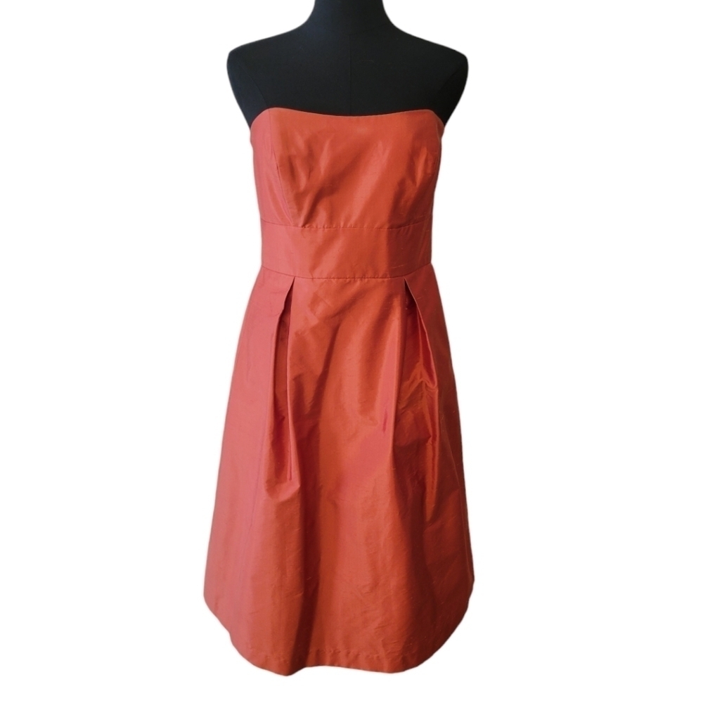 Jenny Yoo‎ 100% Silk Coral Strapless Dress Size 6